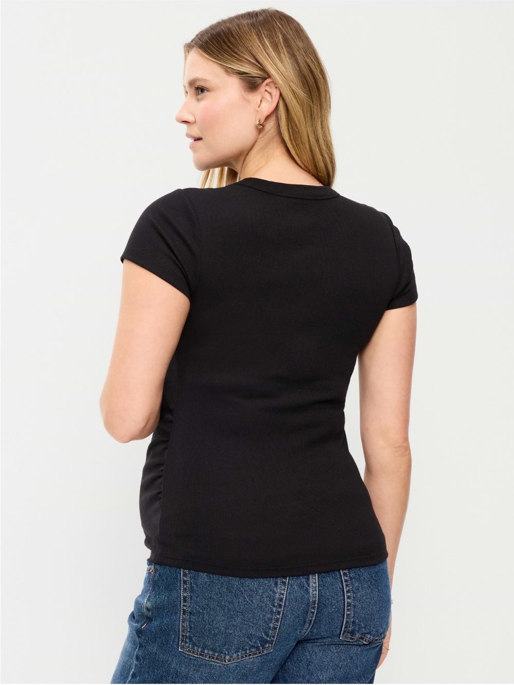Old Navy maternity Black Short-Sleeve Women’s Ribbed Tee size M - Picture 3 of 8